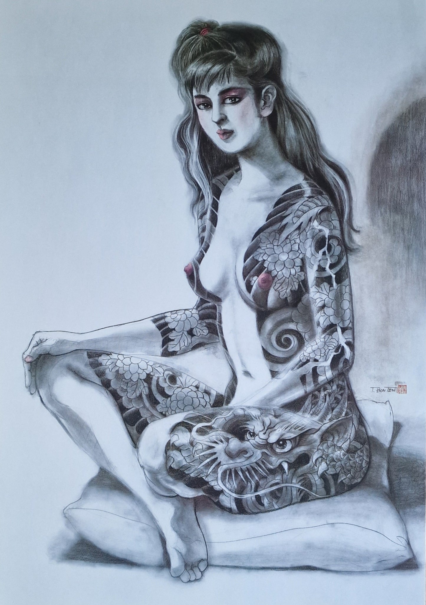 Litografías (12) Bonten Taro - Colección de encantadoras bellezas tatuadas - Japón - Década de 1970-1980