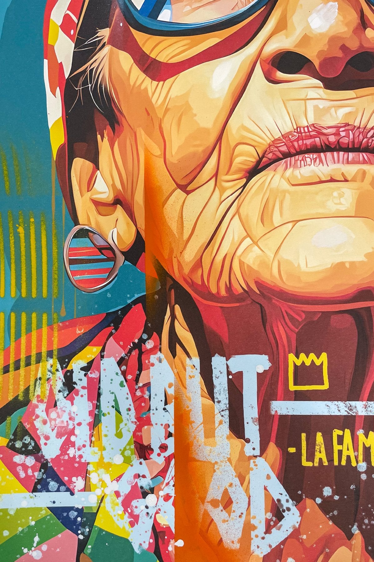 M51 - "En memoria de todos los refugiados" - Obra de arte única pintada sobre impresión - 2024