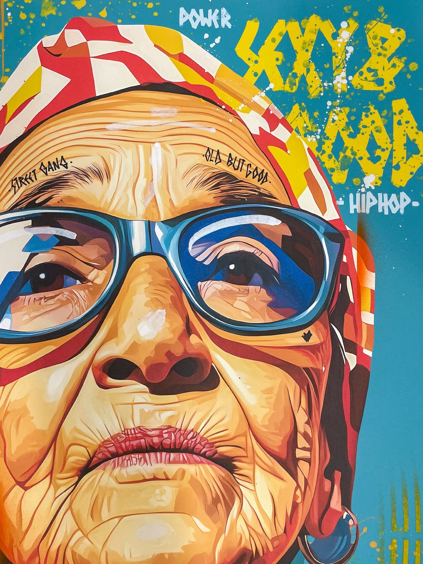 M51 - "En memoria de todos los refugiados" - Obra de arte única pintada sobre impresión - 2024