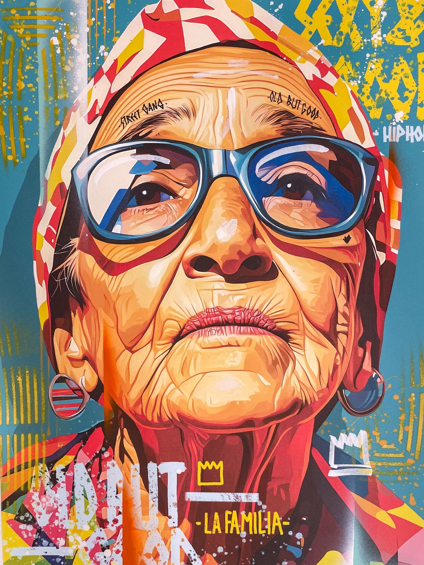 M51 - "En memoria de todos los refugiados" - Obra de arte única pintada sobre impresión - 2024