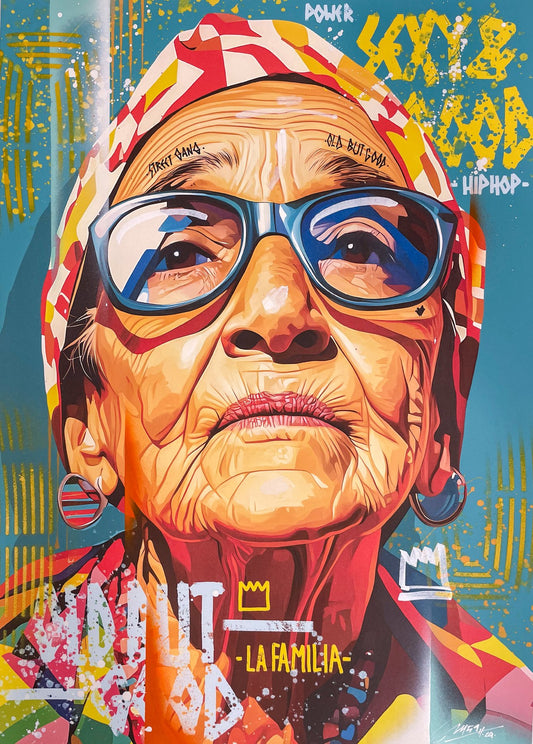 M51 - "In Memory of All Refugees" - Unique artwork painted over print