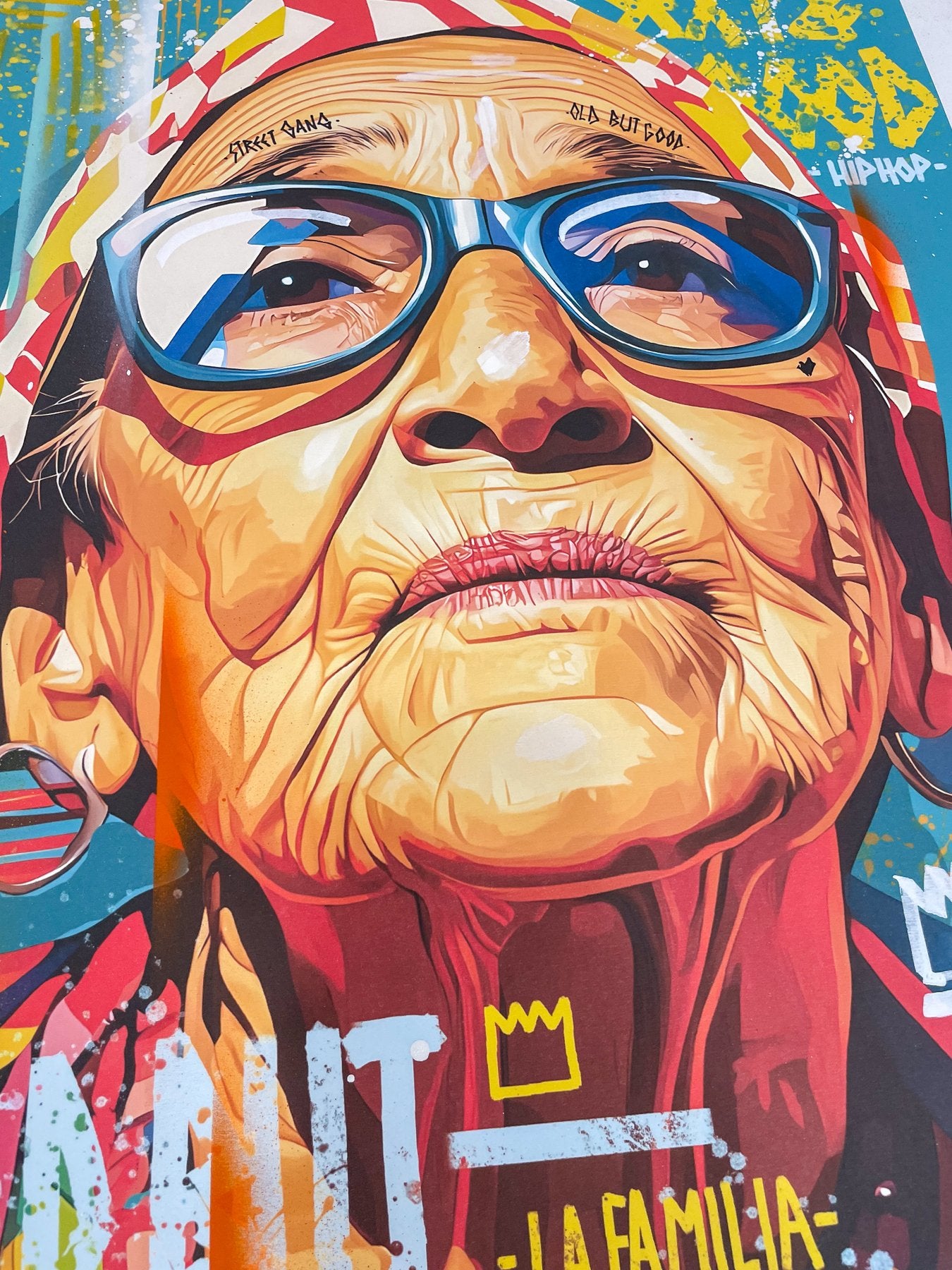M51 - "En memoria de todos los refugiados" - Obra de arte única pintada sobre impresión - 2024