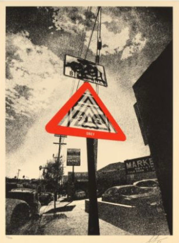 Shepard Fairey - Señal de advertencia - Firmada, fechada y numerada 93/550 - 2024