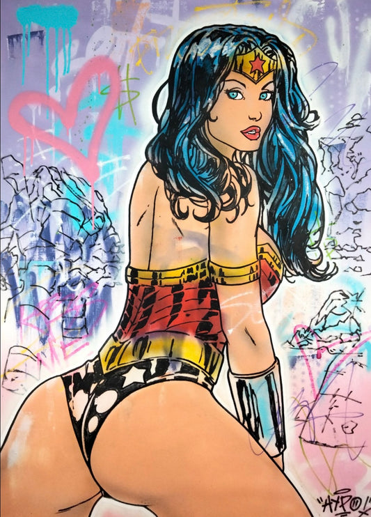 Hipo - Wonder Woman - It's always the right time to give a little love -  Spray paint and acrylic