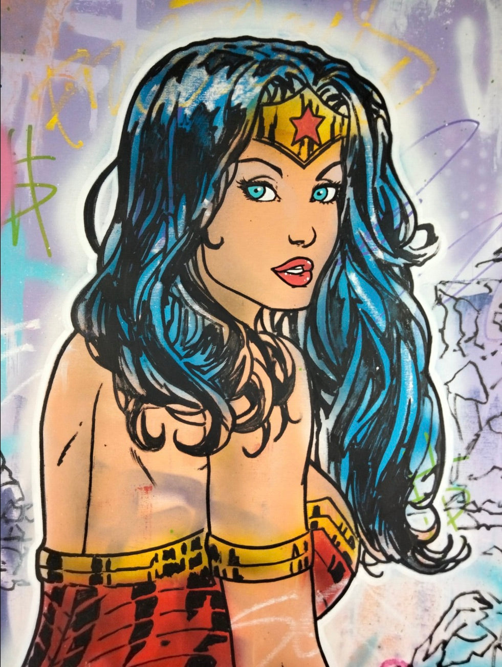Hipo - Wonder Woman - It's always the right time to give a little love - Spray paint and acrylic