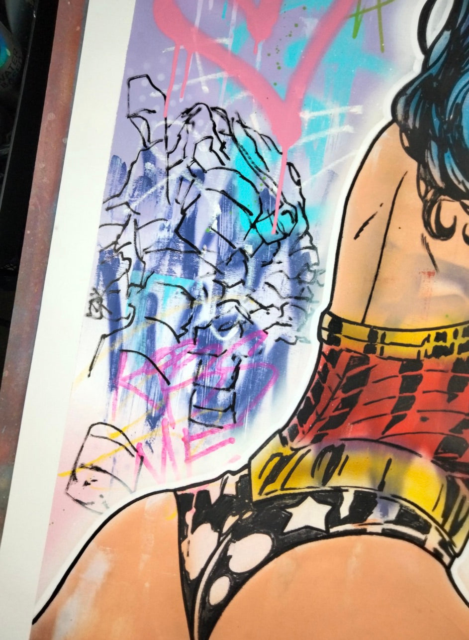 Hipo - Wonder Woman - It's always the right time to give a little love - Spray paint and acrylic