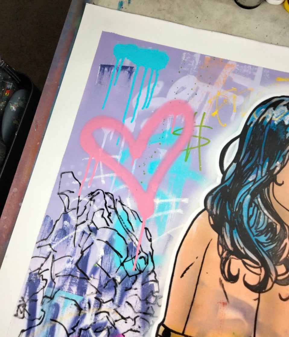 Hipo - Wonder Woman - It's always the right time to give a little love - Spray paint and acrylic