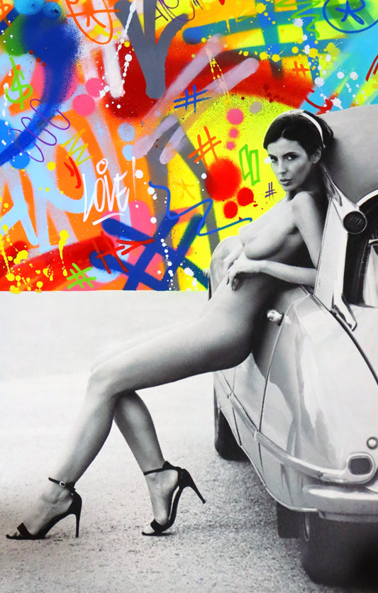 Socrate - Let's go for a ride - Acrylic on paper, mixed media