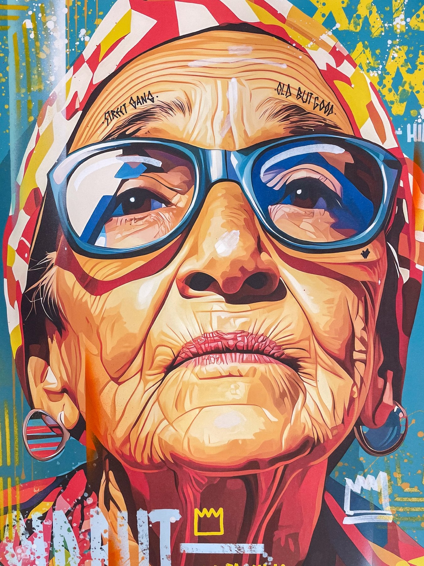 M51 - "En memoria de todos los refugiados" - Obra de arte única pintada sobre impresión - 2024