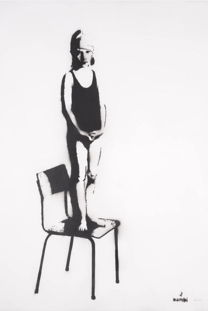 Bambi – Girl on Chair (2013) - Stencil and spray paint