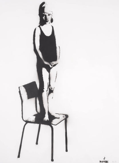 Bambi – Girl on Chair (2013) - Stencil and spray paint